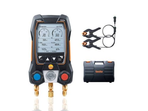 testo 550s okos digitális szervizcsaptelep szett, rögzített kábeles hőmérséklet érzékelőkkel (kofferben)