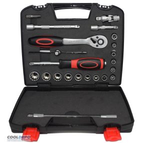 Dugókulcs készlet 1/4" SPLINE, 22 részes
