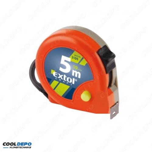 EXTOL CRAFT mérőszalag, gumírozott, 1 stoppos; 5m × 19mm