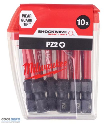 Milwaukee Shockwave Impact Duty™ csavarozó bit, 50 mm, PZ 2, 10 db/csomag