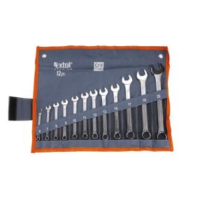   Csillag-villás kulcs klt., vászon tartóban, CrV. ; 12db, 6-22mm