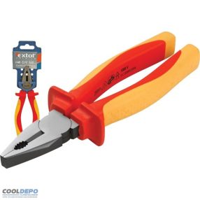   Kombinált fogó, 160mm, szigetelt,1000V VDE, DIN ISO 5746, CV, duál piros/sárga nyél, akasztós szerszámtartó