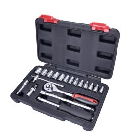   Dugókulcs klt. CV., 45fog; 1/4", 19db, dugófejek: 4-14mm