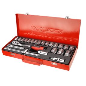   Dugókulcs klt., CV., racsnis 45fog ; 1/2" 24db, 10-32mm, fém doboz