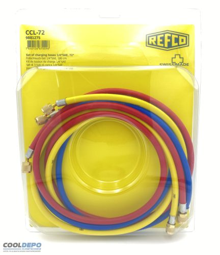 REFCO CCL-72 1/4* SAE 180cm Szervíztömlő készlet (3 db)