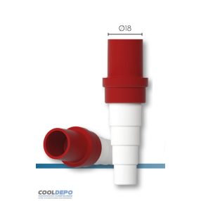   KONDENZVÍZ ELVEZETŐCSŐ ÁTALAKÍTÓ 18MM, (MEREV/GÉGECSŐ KÖZÖTT) PIROS