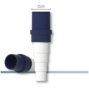   KONDENZVÍZ ELVEZETŐCSŐ ÁTALAKÍTÓ 20MM, (MEREV/GÉGECSŐ KÖZÖTT) KÉK
