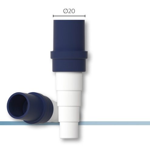 KONDENZVÍZ ELVEZETŐCSŐ ÁTALAKÍTÓ 20MM, (MEREV/GÉGECSŐ KÖZÖTT) KÉK