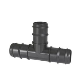 Szürke T toldó idom 16x16x16mm, bordás