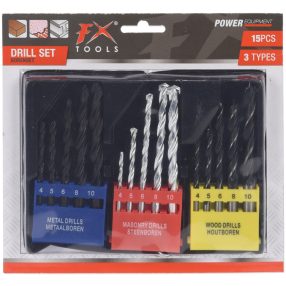 Fúrószár szett – 15 db (fa / fém / beton)