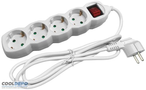 Entac S1 Elosztó 4 Foglalat Kapcsolóval 1,5m