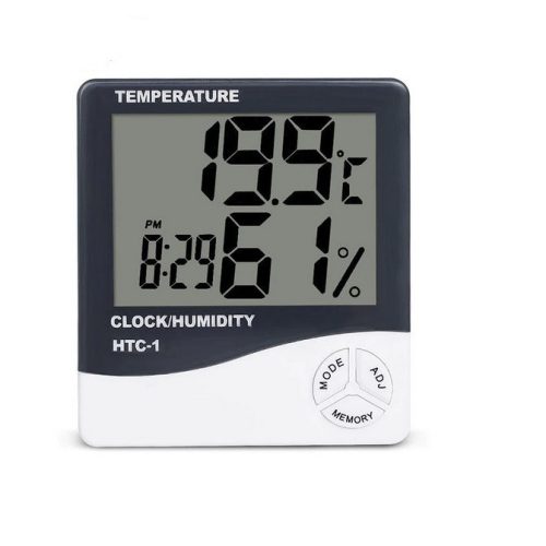 Digitális hőmérő, LCD kijelző, idő, hőmérséklet és páratartalom egyidejű megjelenítése, falra vagy asztalra 