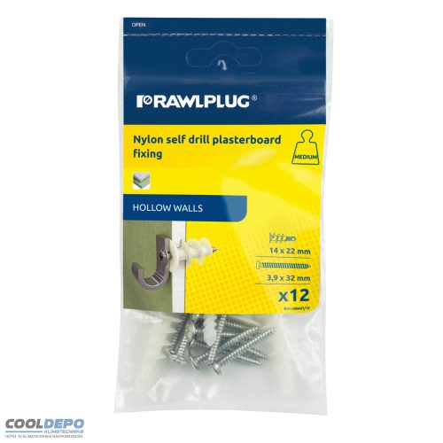 RAWLPLUG R-S11-DRA01/12 …. Csavarmenetű gipszkarton dűbel önfúró 14x22mm + D-fejű csavar 3,9x32mm (12db/csomag)