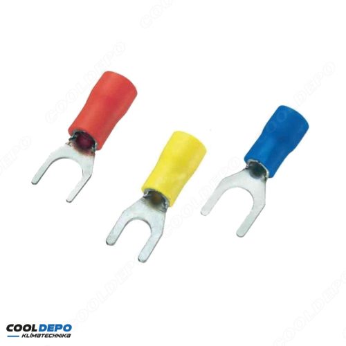 Szigetelt villás saru piros, 3,2mm nyílás, 0,5-1,5mm2 (100db/csomag)