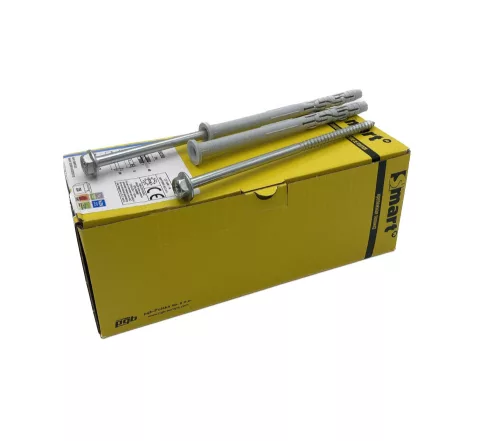 HATLAPFEJŰ CSAVAR + TIPLI 10x260mm (PEREMESFEJŰ) 25DB/DOBOZ, sárga dobozos SMART CE-ETA